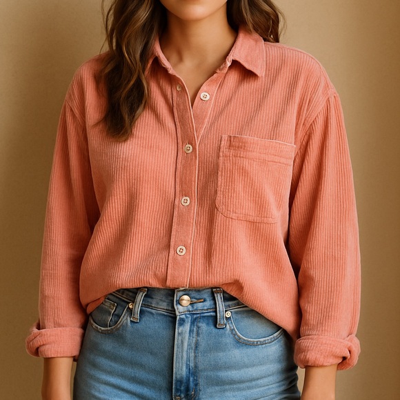 Free People x CP Shades Womens Maxwell Wide Wale Button Corduroy NWT Size Small - Picture 1 of 7